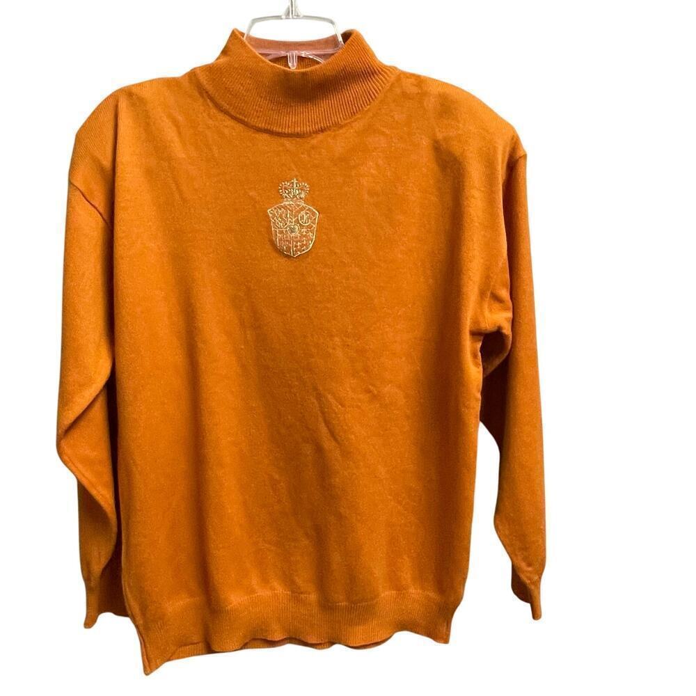 Gitano Ma Vintage Mock Neck Sweater Size Medium Embroidered Crest Collegiate
